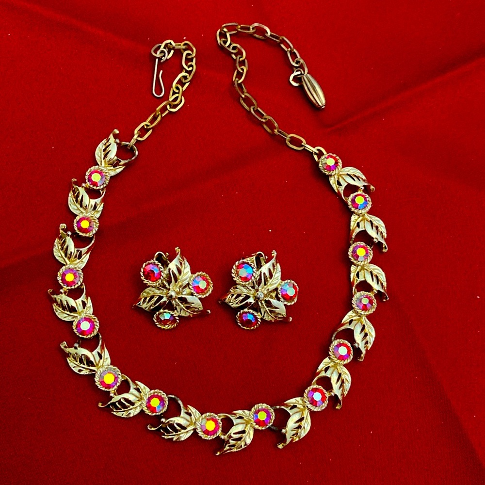 Vintage Aurora Borealis Necklace and Earrings